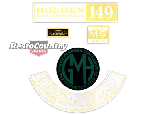 Holden Engine Bay Decal Sticker Kit EH 149 MS Oils + Air + Battery +Rocker + Cap - ED1002