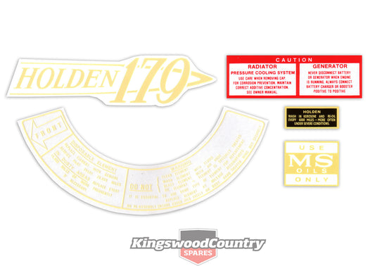 Holden HD 179 Engine Decal kit +Oil Cap +Radiator Caution +Air Cleaner - ED1004