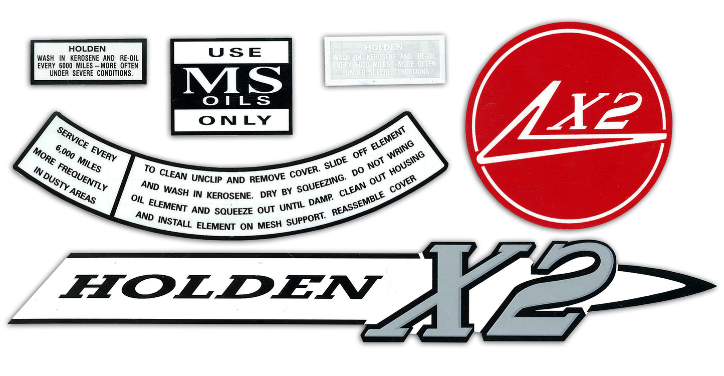 Holden Engine Air Cleaner Decal Kit HD X2 Service MS Oil Kerosene sticker label - ED1008