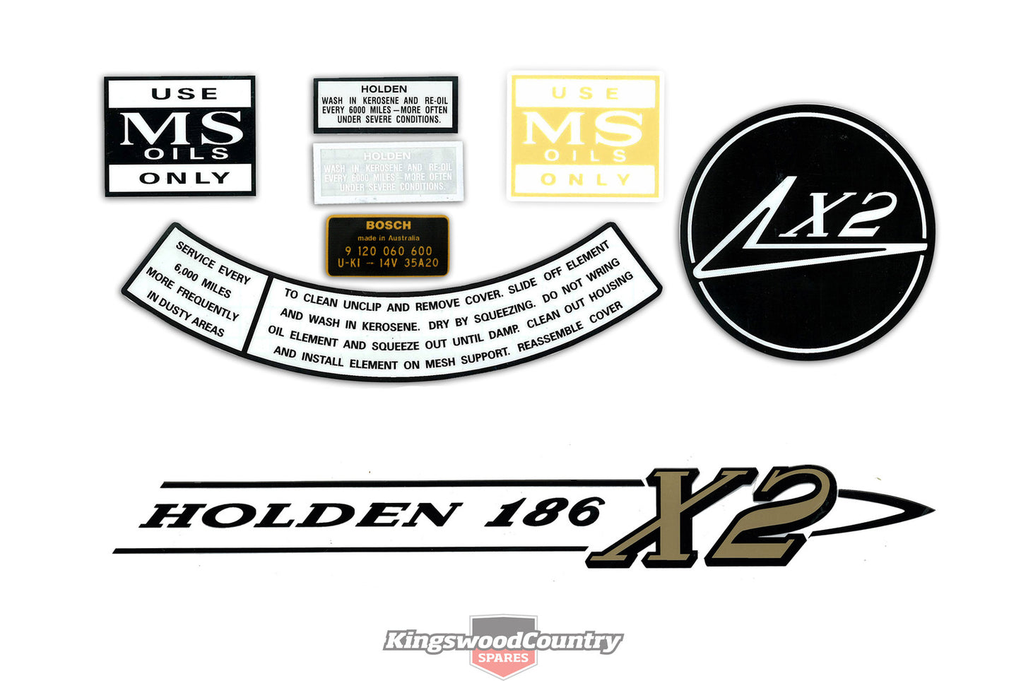 Holden HR - X2 - 186 6cyl Engine +Air Cleaner Decal Kit +Rocker Cover +Oil - ED1009