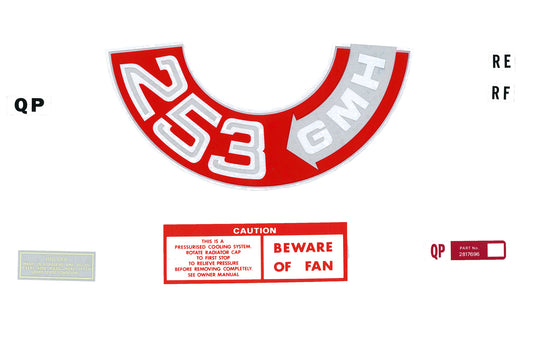 Holden V8 Engine Bay Decal Kit HQ 253 4.2 air cleaner sticker fan - ED1018