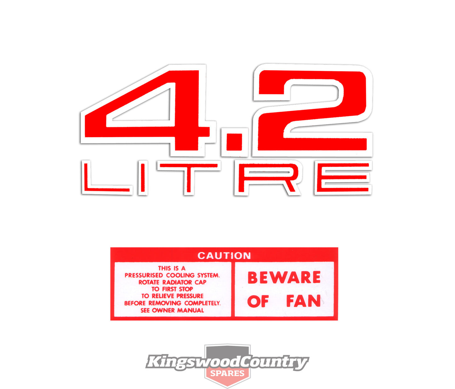 Holden HJ LH V8 - 4.2 Litre - Engine Air Cleaner decal kit +Beware Of Fan - ED1021
