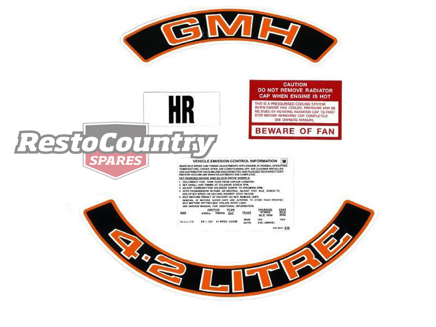 Holden Commodore V8 Engine Decal Sticker Kit 4.2 Litre VC VH Red Colour (253) - ED1023B