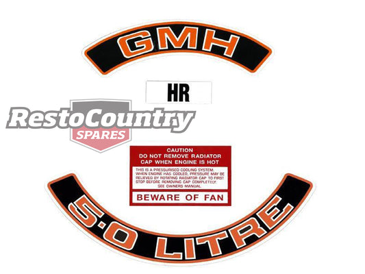 Holden Commodore V8 Engine Decal Sticker Kit 5.0 Litre VC VH Red Colour (308) - ED1024B