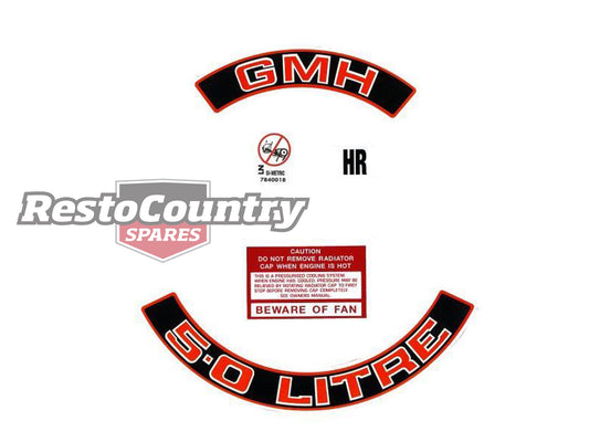 Holden Commodore V8 Engine Decal Sticker Kit 5.0 Litre VK Red Colour (308) - ED1024C