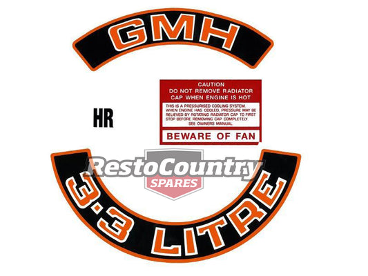 Holden Commodore 6 Cylinder Engine Decal Sticker Kit 3.3Ltr VC VH 202 Red Colour - ED1028A