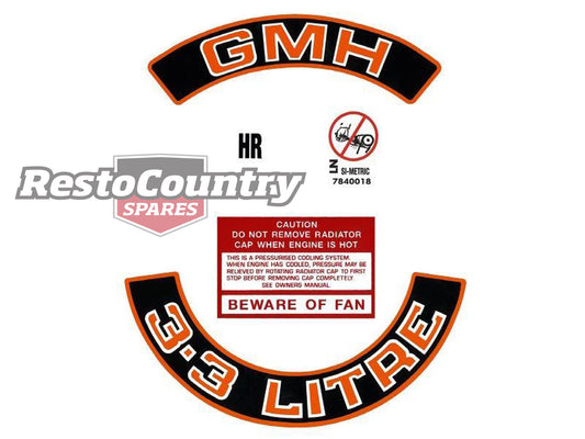 Holden Commodore 6 Cylinder Engine Decal Sticker Kit 3.3 Ltr VK (202) Red Colour - ED1028B