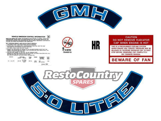 Holden Commodore V8 Engine Decal Sticker Kit 5.0 Litre VK Blue Colour (308) - ED1030A