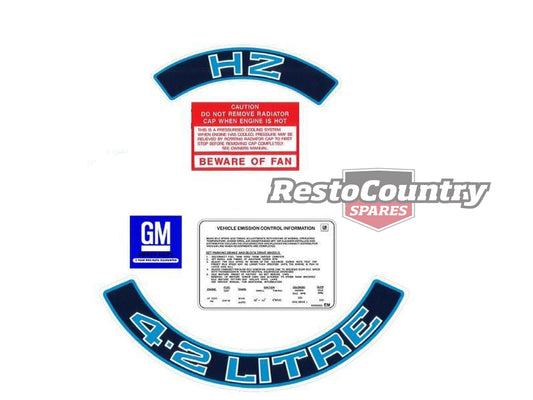 Holden V8 Engine Decal Sticker Kit HZ 4.2 Litre + Fan + Battery + Emission - ED1033