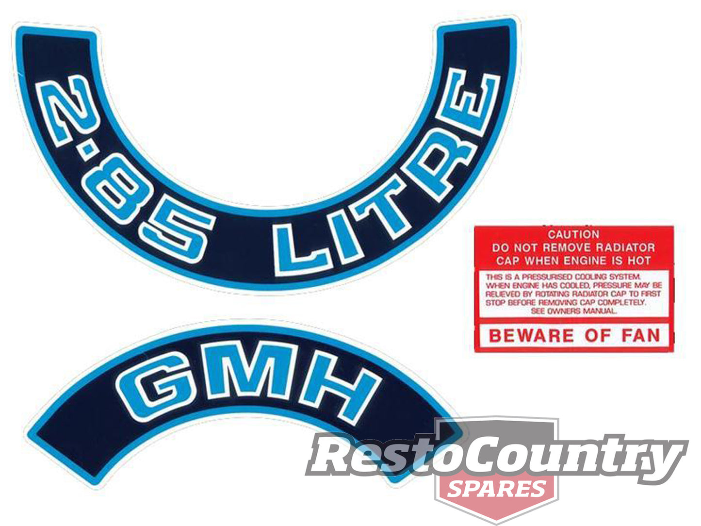 Holden Commodore 6cyl Engine Decal Sticker -GMH 2.85 LITRE- HZ WB VB VC VH Blue - ED1038