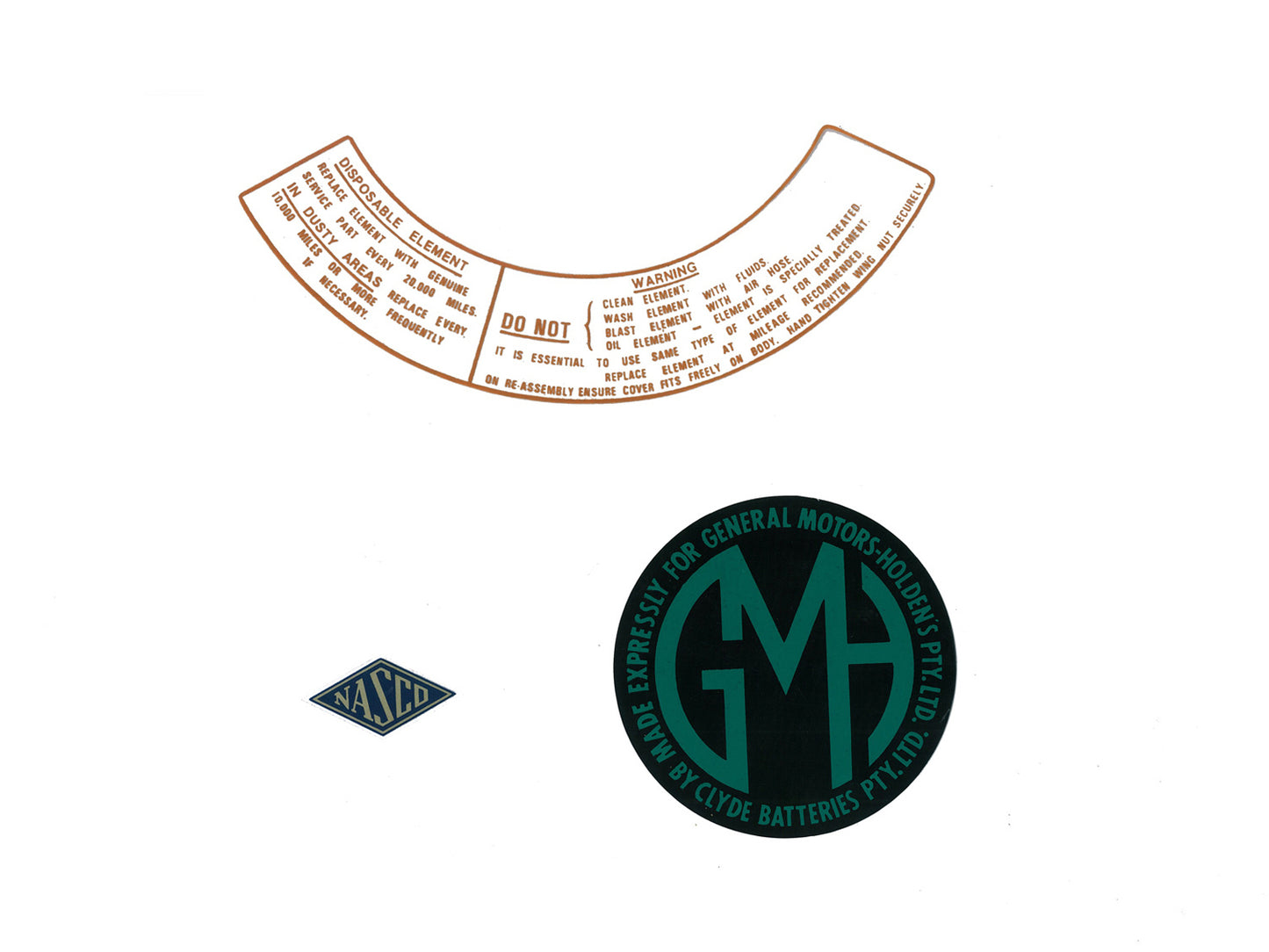 "Holden Engine Bay Decal Kit "GMH" EK air cleaner sticker - ED1043"