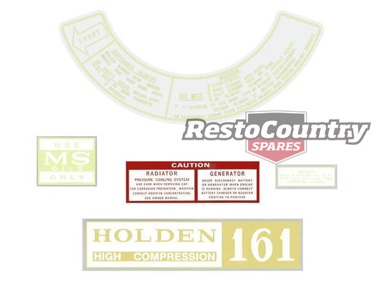 Holden Engine Decal Kit Holden HR HK HT HG 161 Rocker + Radiator + Air + Oil - ED1049