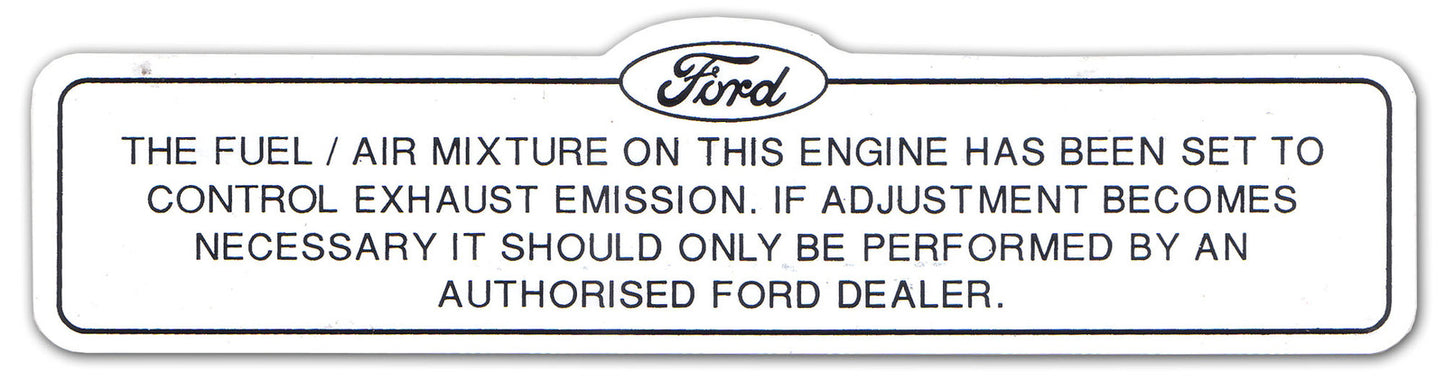 Ford Dual Exhaust Emission Control Decal  XA XB sticker label system - ED2008