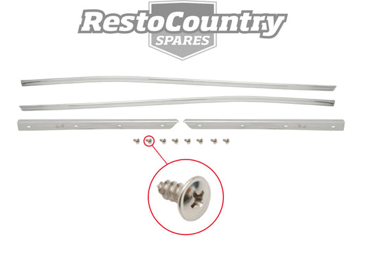 Ford Moulding + Screw Set x4 Top Of Doors + Quarter 1/4 XA XB XC Coupe chrome - F2197