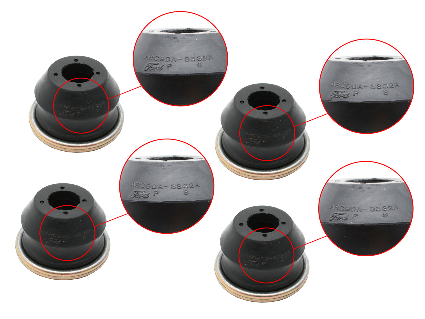 Ford Tie Rod End Rubber Dust Boot Set x4 11/69 XW XY XA XB XC ZC ZD ZF ZG ZH - F2256