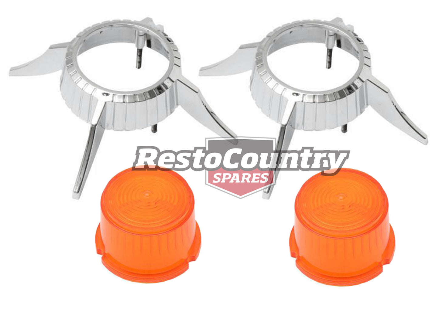 Suit Ford Rear Indicator Lens + Chrome Surround Pair XM XP turn signal taillight - F2344A