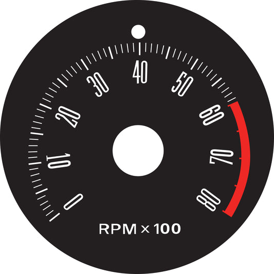 Ford Tacho Decal 8000 Rpm Late XW XY GT gauge instrument revs Sticker - GD2001B