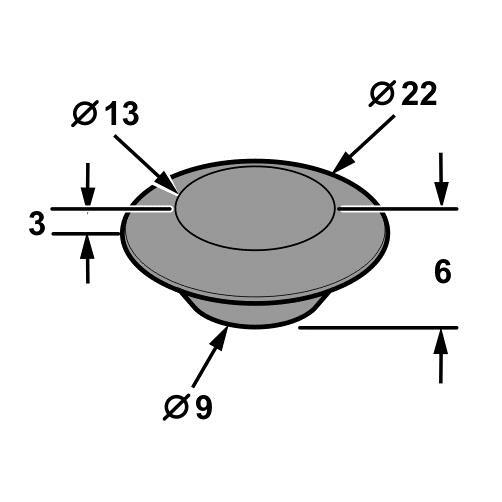 Universal Blind Grommet 13.5mm OD 1pc Push-In blanking plug - GR1004