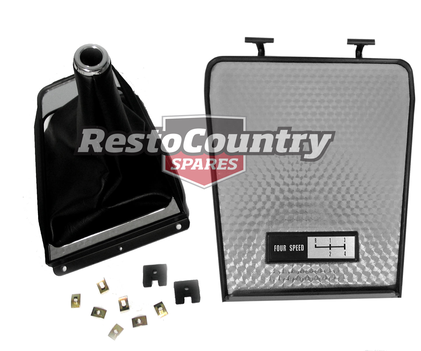 Holden Manual Gear Shift Lever Console Lid +Surround +Boot Kit SILVER HQ GTS 4Sp - GSB1005A