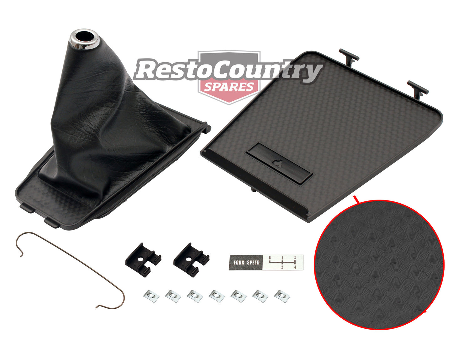 Holden Black Centre Console Lid + Manual Gear Shift Boot +Surround EARLY HQ 4Spd - GSB1006AB
