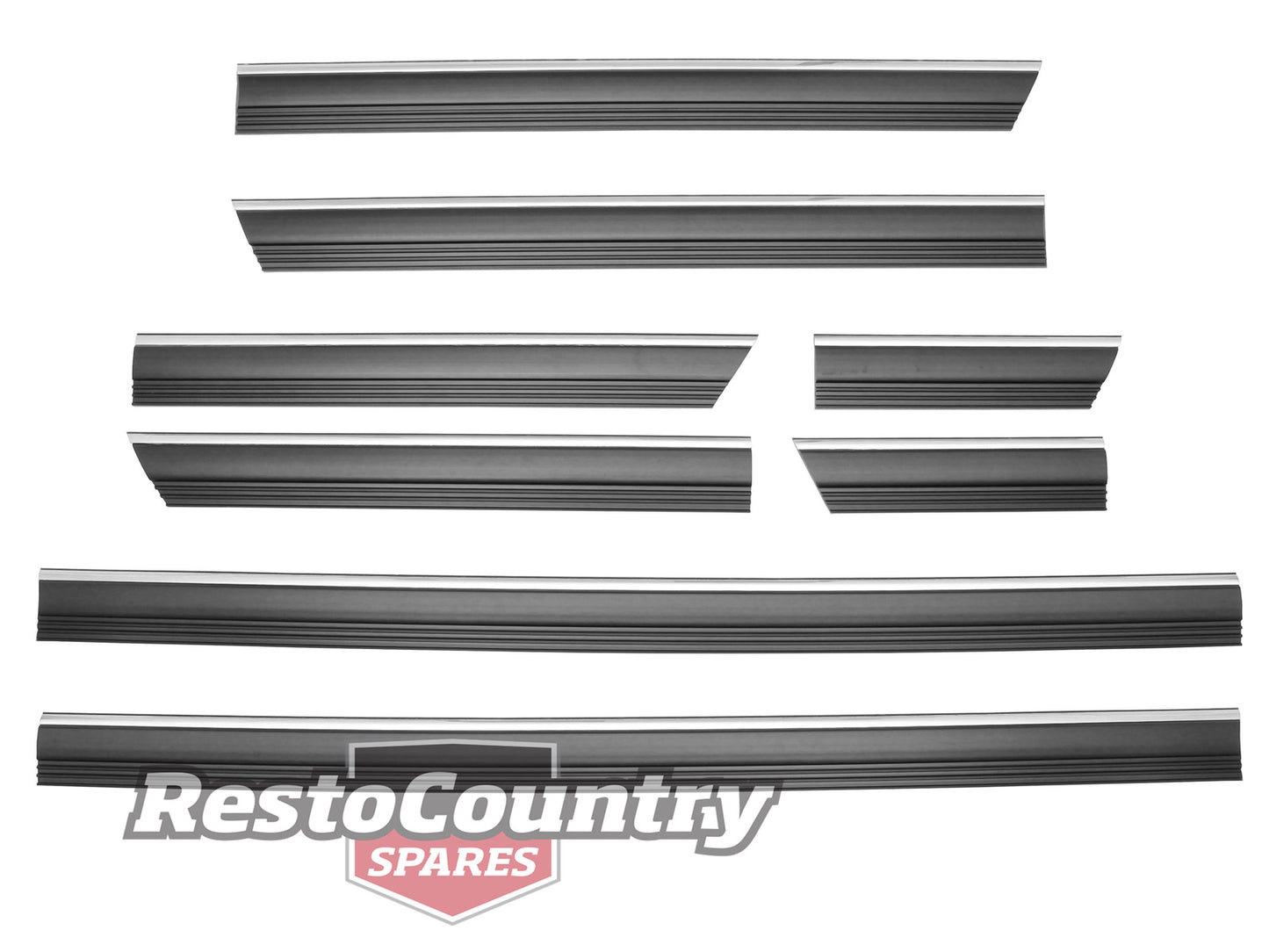 Holden Commodore Rubber Body Mould + Chrome Strip Kit VH Sedan 8x Pce Set - H1391