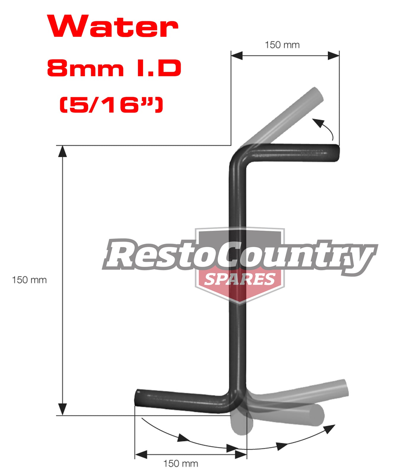 "Universal 'Z' Shaped Rubber Water Hose 8mm -5/16" I.D QUALITY pipe tube heater - HHZ8"