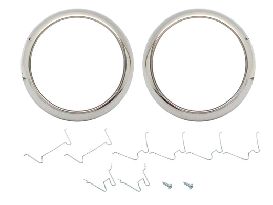 Holden Chrome Headlight Rims PAIR Suit Some 48-215 FJ FX + Fitting Kit - HLR1009