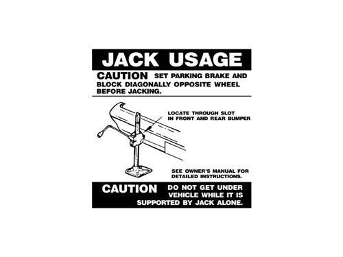 Ford Jack Usage Decal XC Spare Wheel Saution  sticker  label  rim - JD2003