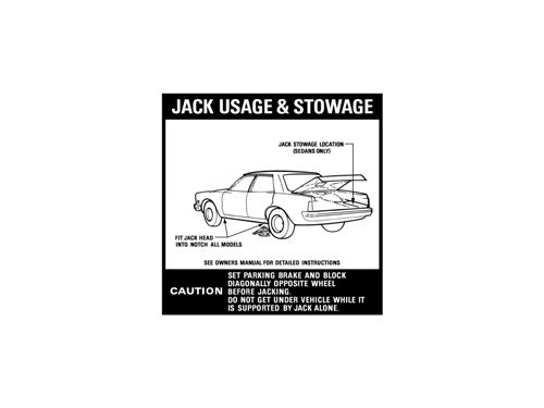 Ford Jack Usage Decal XD Falcon spare wheel stowage caution sticker - JD2004