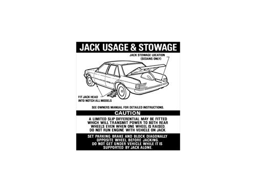 Ford Jack Usage Decal XE Falcon spare wheel stowage caution sticker - JD2005