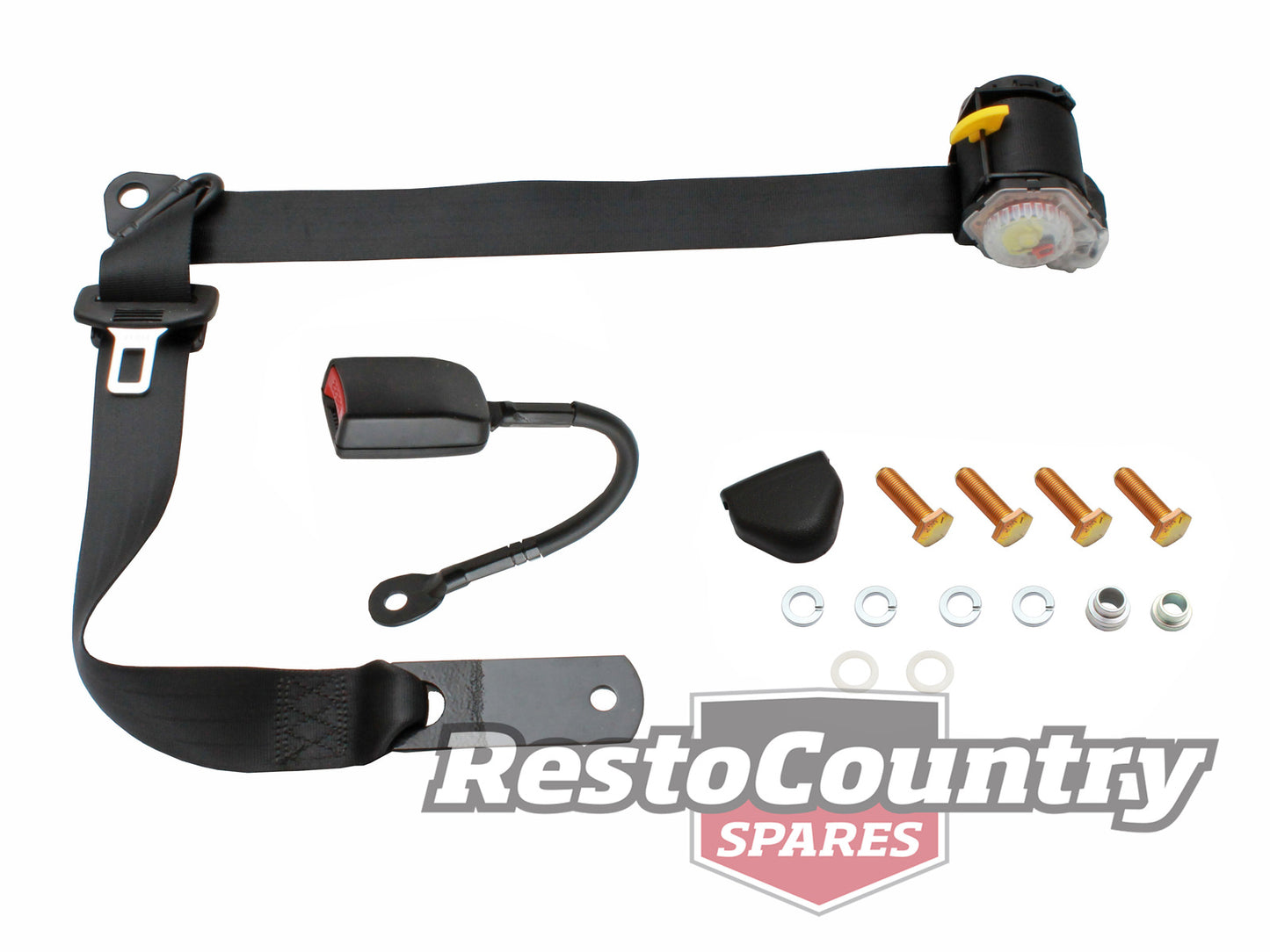 Holden Ford Front Inertia BUCKET Seat Belt BLACK 400mm Stalk - K1513