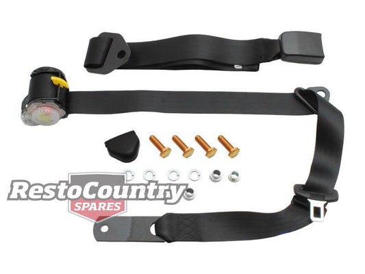 Holden / Ford FRONT Inertia BENCH Seat Belt BLACK ADJ WEBB Stalk - K2255