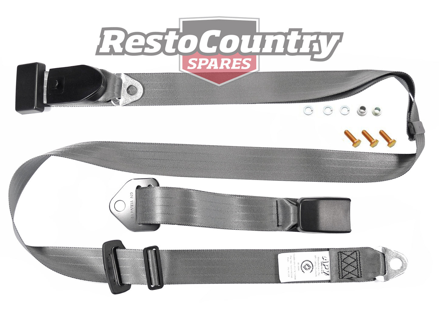 Holden / Ford LAP SASH Seat Belt x1 GREY Adjustable Web Stalk - K2257GY