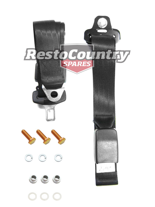 Holden / Ford LAP SASH Seat Belt x1 BLACK Adjustable Web Stalk - K2257