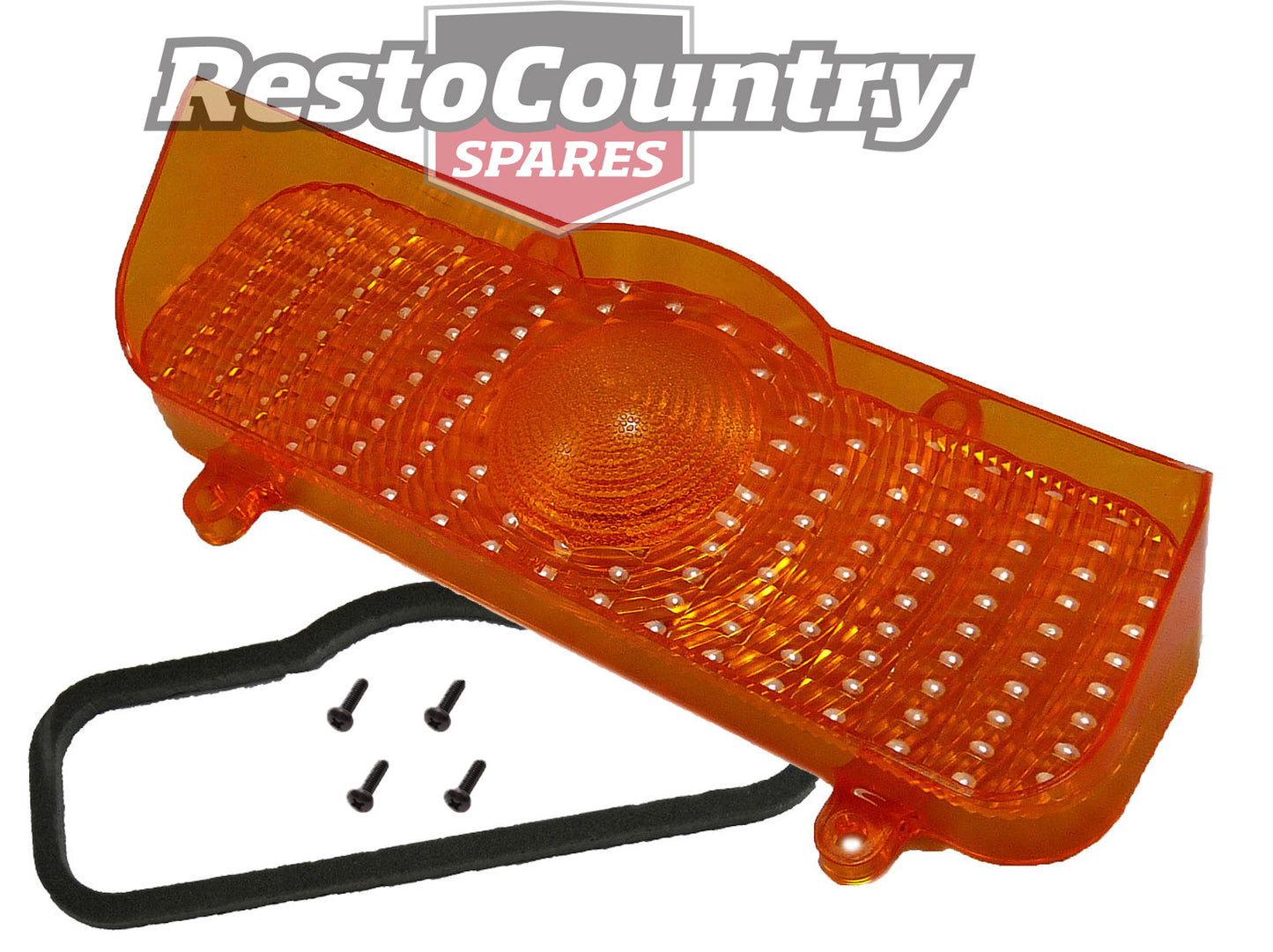 Holden HQ AMBER Front Indicator Parker Lens +Gasket +Screws kit x1 yellow orange - LFT1012