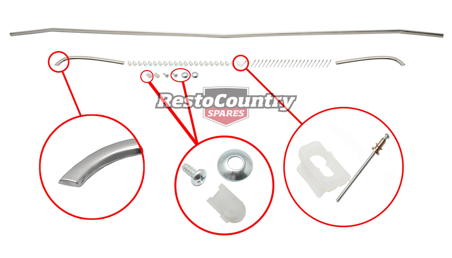 Holden Moulding Kit Bonnet + Guards + Clips HK HT HG chrome stainless side trim - M1010