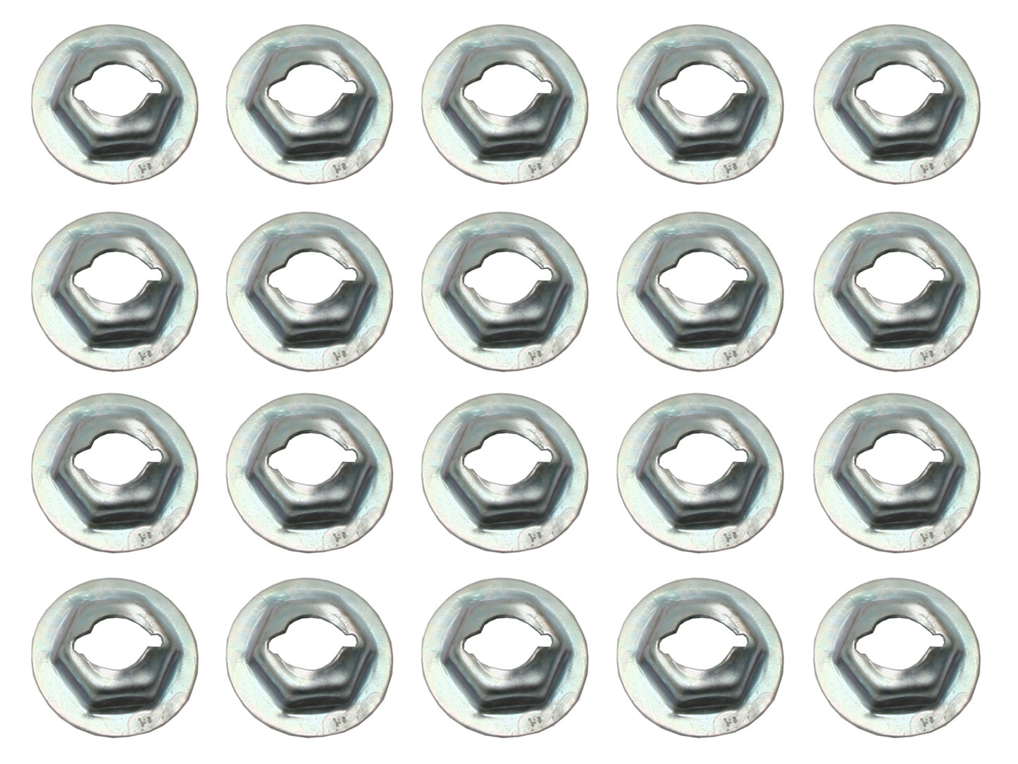 "Universal Speed Nut Pack x20 1/4 Stud 7/16" Hex 11/16 Washer bolt nuts - NS0014"