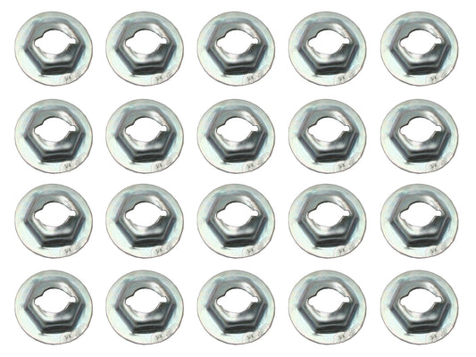 "Universal Speed Nut Pack x20 1/4 Stud 7/16" Hex 11/16 Washer bolt nuts - NS0014"