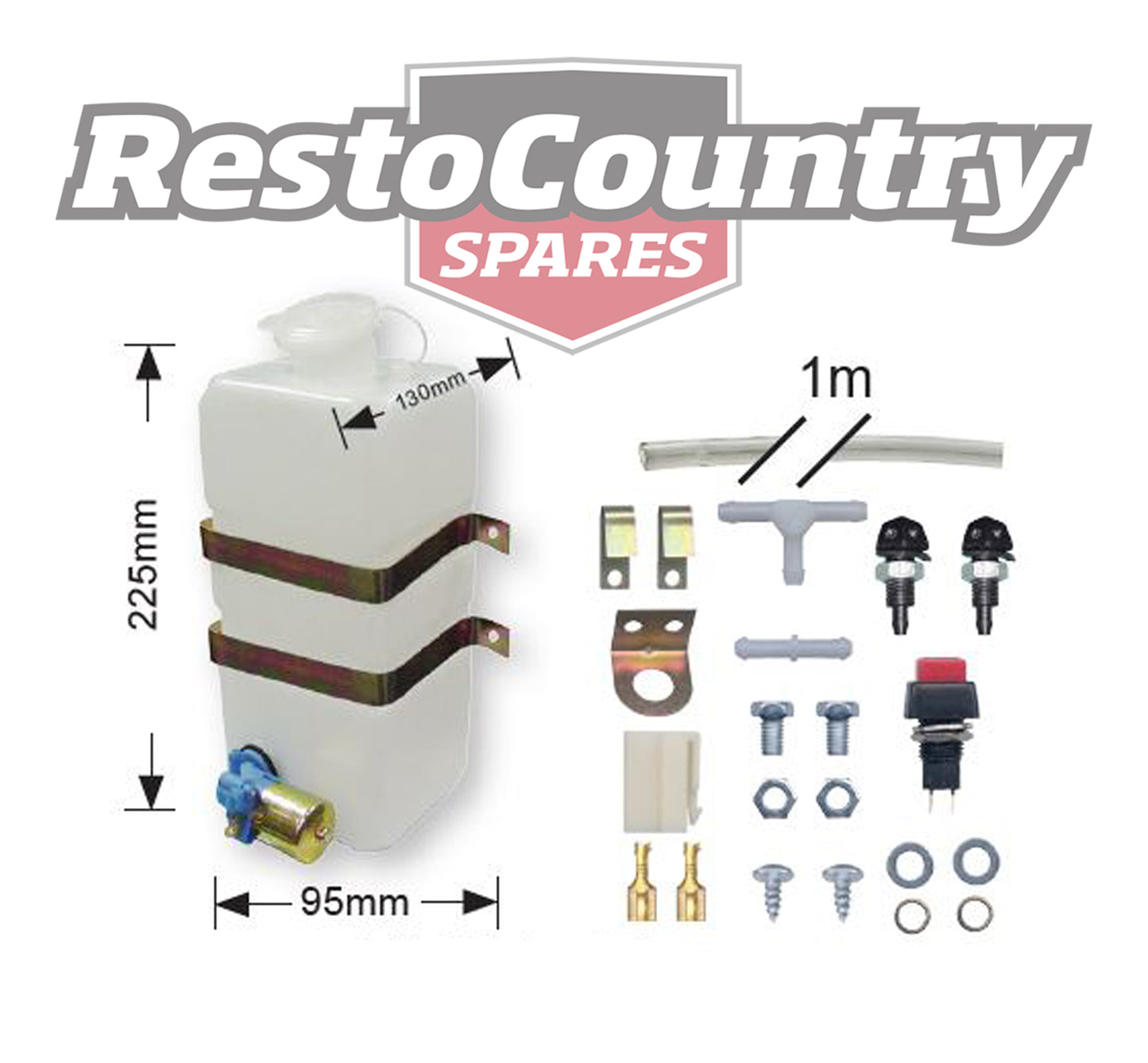 Universal Ford Windscreen Washer Bottle + Pump + Mounting Kit - Vertical Mount - NWK600