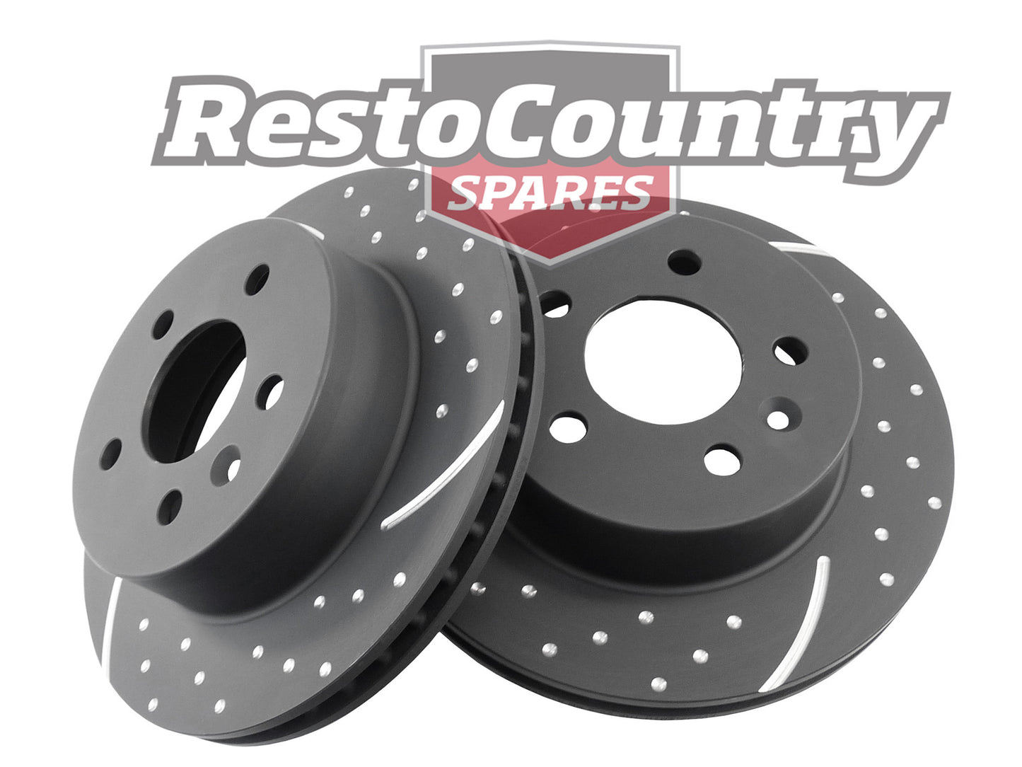 Ford Rear Disc Brake Rotor PAIR Slotted + Dimpled XE XF ZK ZL FD FE Sedan Wagon - RDA109D