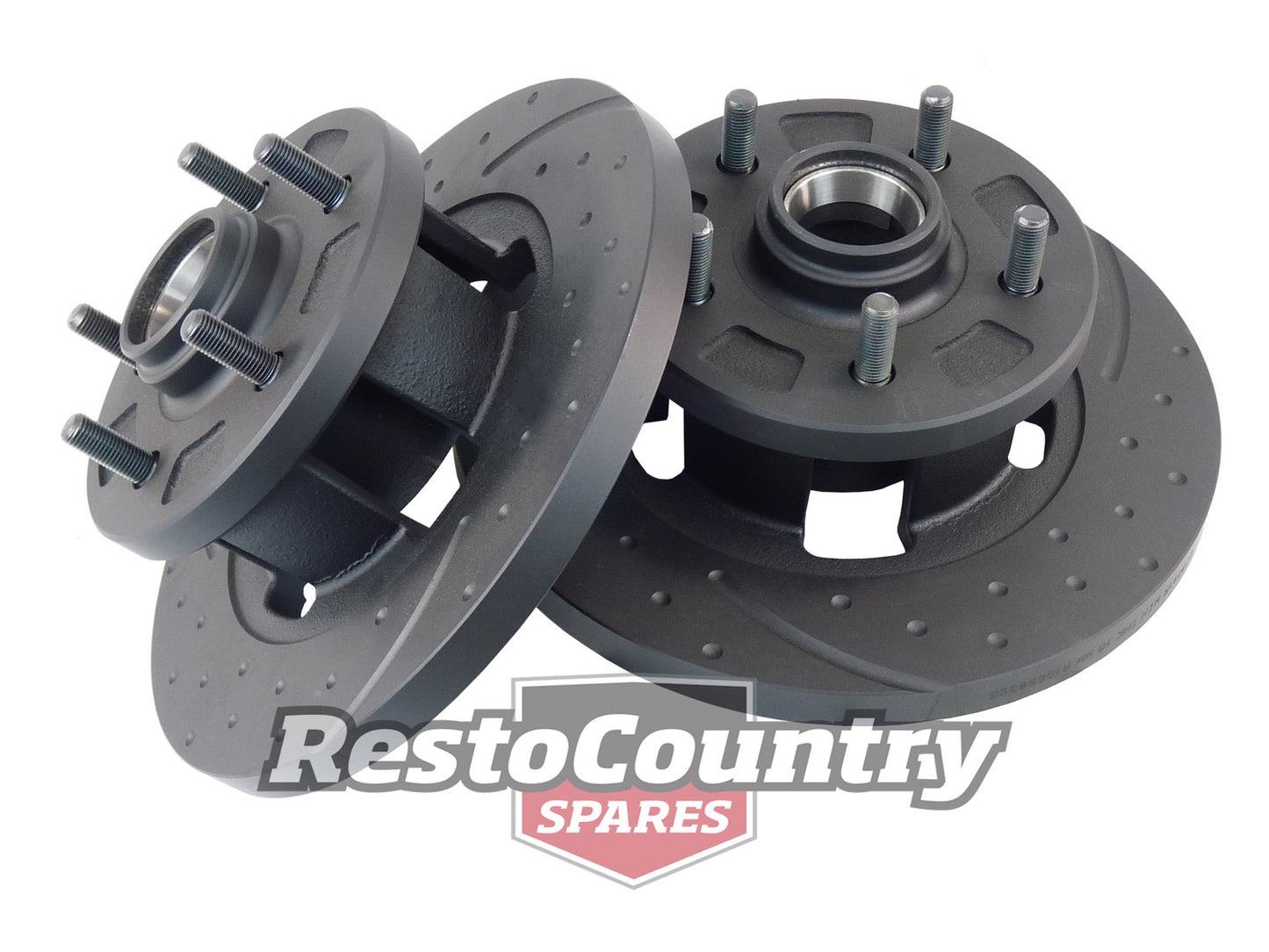 Holden Torana Front Disc Brake Rotors Slotted + Dimpled LH LX UC Anti Rust wheel - RDA10D