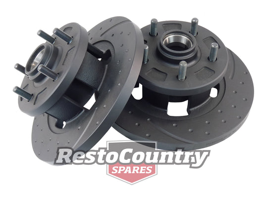 Holden Torana Front Disc Brake Rotors Slotted + Dimpled LH LX UC Anti Rust wheel - RDA10D