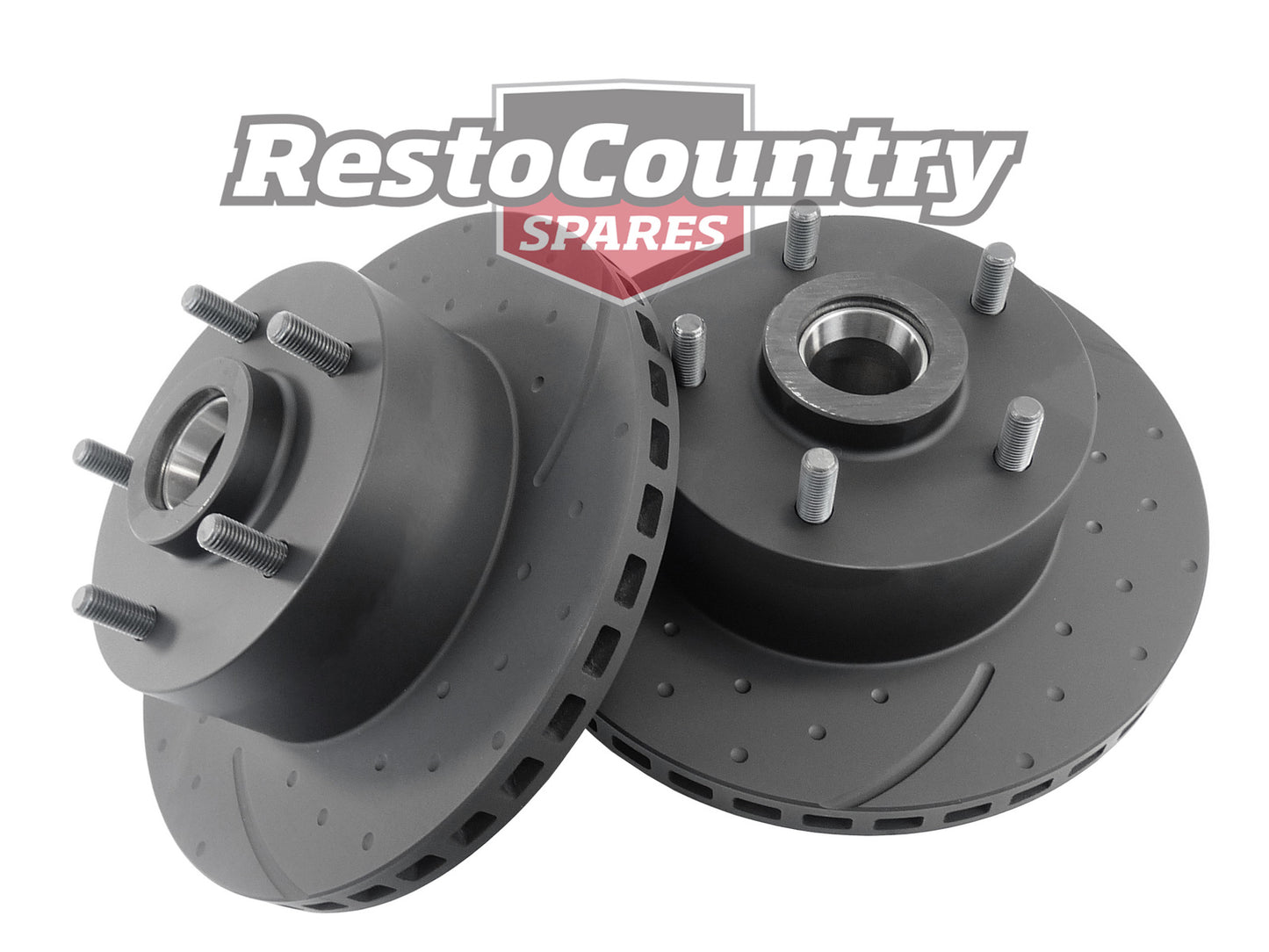 Holden Commodore Front Disc Brake Rotors Slotted + Dimpled VB VC VH VK V8 6Cyl VL 6 - RDA15D