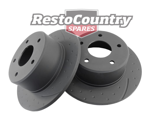 Holden Commodore Rear Disc Brake PAIR Slotted+Dimpled VB VC VH VK VL VN VG VP VR VS - RDA16D