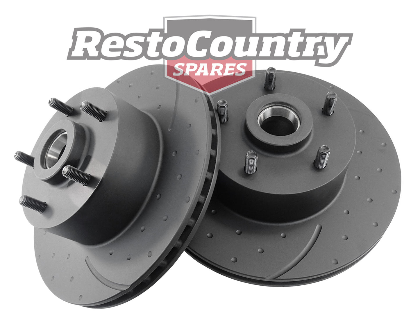 Holden Commodore Front Disc Brake Rotors Slotted+Dimpled VL Turbo+V8 VN VG VP V8 - RDA17D