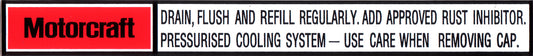 Ford Radiator Support Panel Decal XA ZF sticker label  motorcraft - RSD2001