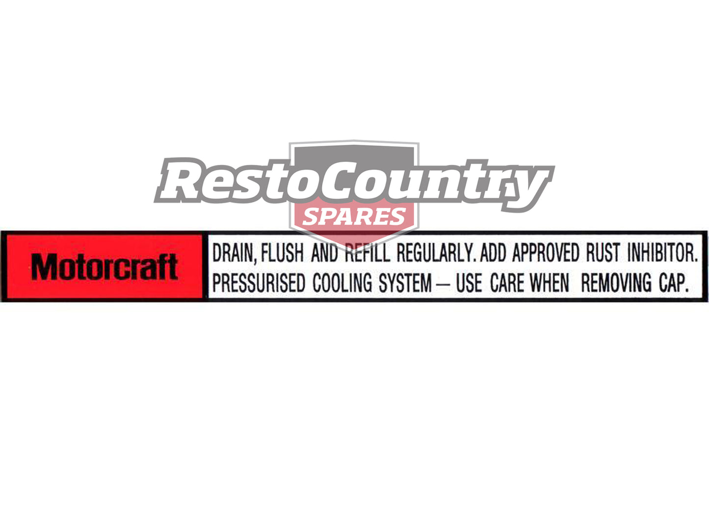 Suit Ford Flush Cooling System Decal XB Falcon ZG Fairlane radiator panel - RSD2002
