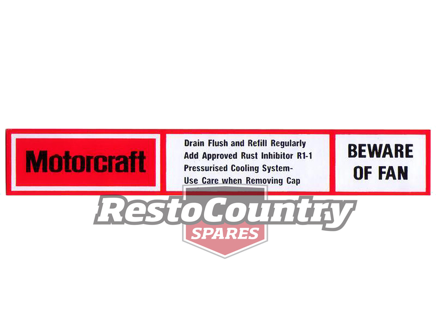 Suit Ford 'Beware of Fan' Decal Radiator Support Panel XC XD XE ZH ZJ ZK shroud - RSD2003