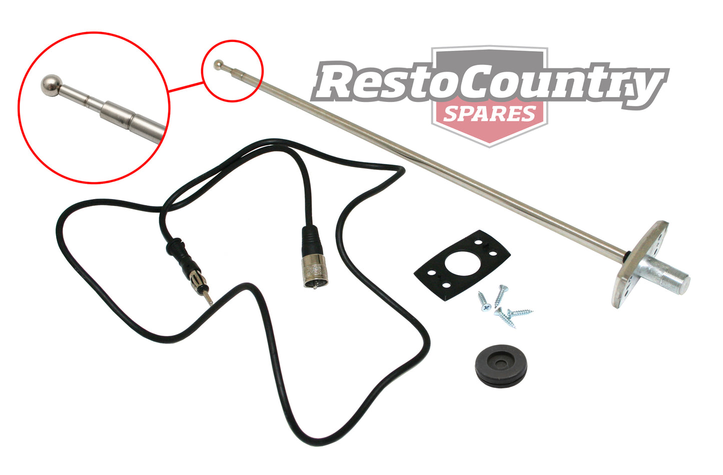 Ford Radio Aerial Square Base Type XW XY ZC ZD antenna stereo reception - SBA001