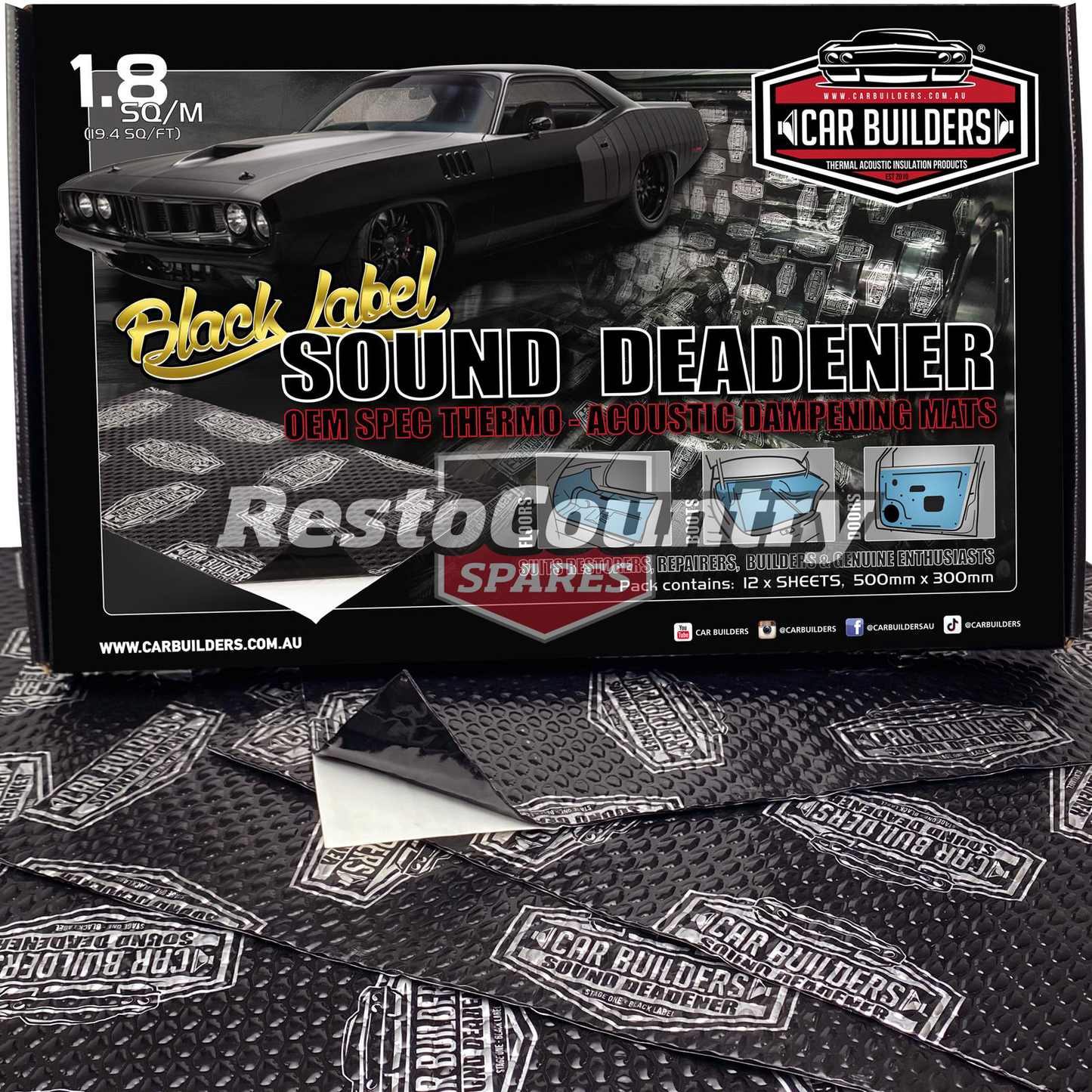 Car Builders Sound Deadening Kit Black 1.8sq - SDBLK